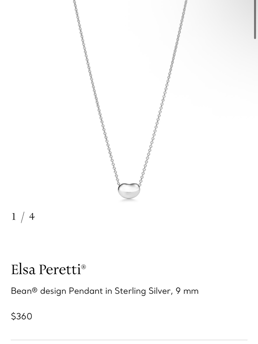 Elsa Peretti Sterling Silver Bean Necklace - Silver